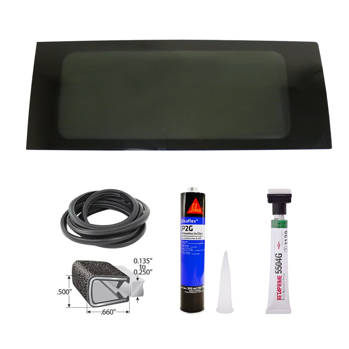 RAM PROMASTER Cargo Van Rear Side Fixed Glass - Left - Omac - Trim Primer Glue Included - Galaxy - 2014 RAM PROMASTER Cargo Van Rear Side Fixed Glass - Left - Omac - Trim Primer Glue Included - Galaxy - 2014